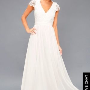 Lulus Florianna White Backless Lace Maxi Dress